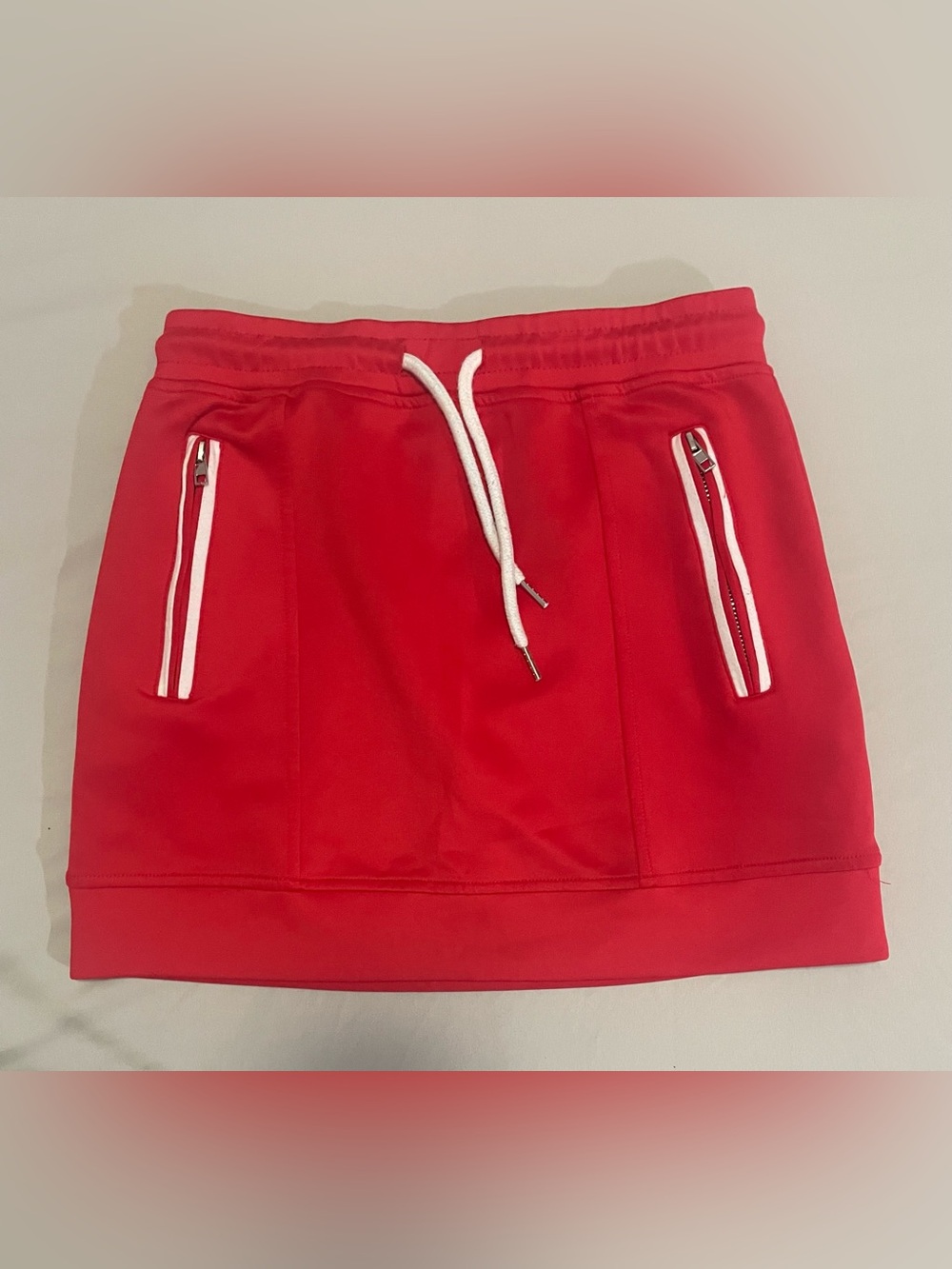 Forever 21 Red Athletic Drawstring Mini Skirt with Zip Pockets